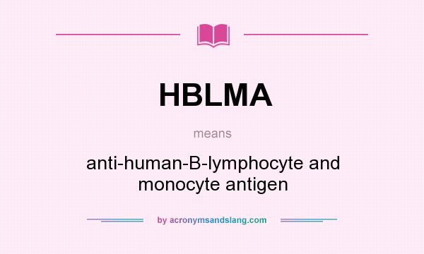 What does HBLMA mean? It stands for anti-human-B-lymphocyte and monocyte antigen