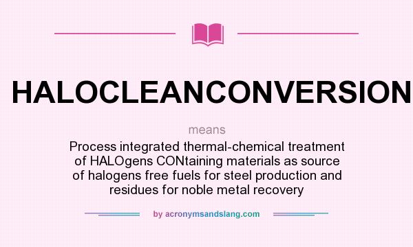 What does HALOCLEANCONVERSION mean? It stands for Process integrated thermal-chemical treatment of HALOgens CONtaining materials as source of halogens free fuels for steel production and residues for noble metal recovery