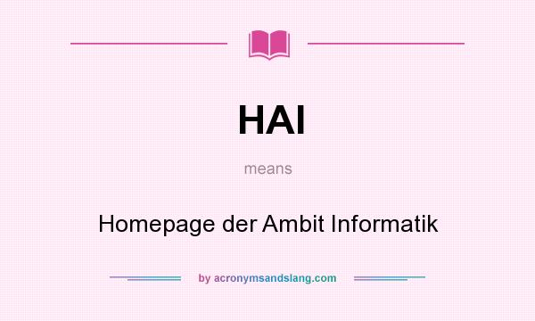 What does HAI mean? It stands for Homepage der Ambit Informatik