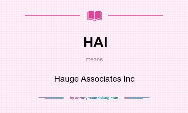 What does HAI mean? It stands for Hauge Associates Inc