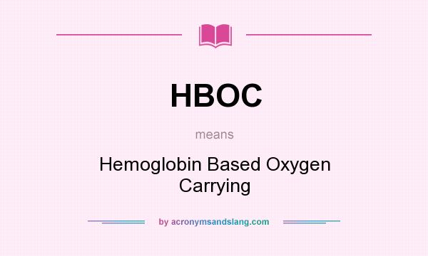 What does HBOC mean? It stands for Hemoglobin Based Oxygen Carrying