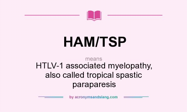 What does HAM/TSP mean? It stands for HTLV-1 associated myelopathy, also called tropical spastic paraparesis