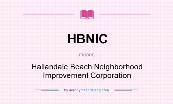 What does HBNIC mean? It stands for Hallandale Beach Neighborhood Improvement Corporation