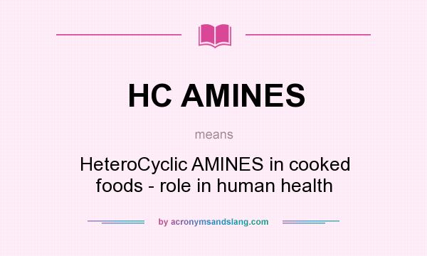 What does HC AMINES mean? It stands for HeteroCyclic AMINES in cooked foods - role in human health
