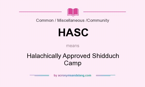 What does HASC mean? It stands for Halachically Approved Shidduch Camp
