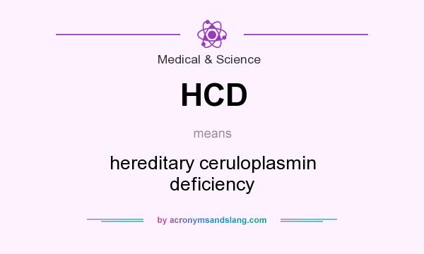 What does HCD mean? It stands for hereditary ceruloplasmin deficiency