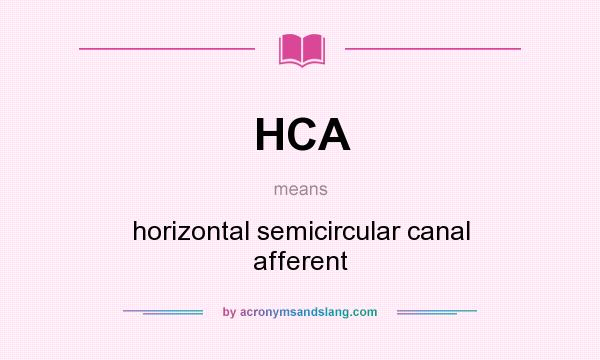 What does HCA mean? It stands for horizontal semicircular canal afferent