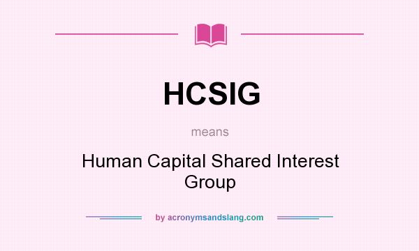 What does HCSIG mean? It stands for Human Capital Shared Interest Group