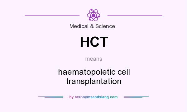 What does HCT mean? It stands for haematopoietic cell transplantation