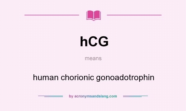 What does hCG mean? It stands for human chorionic gonoadotrophin