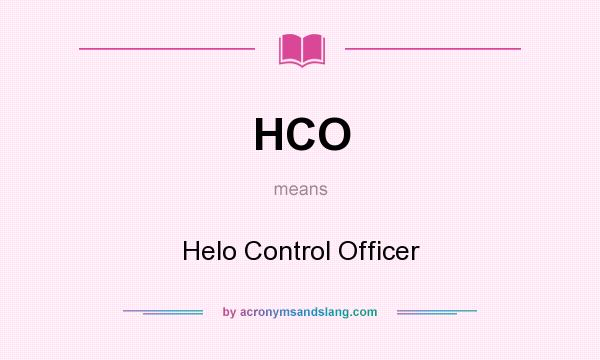 What does HCO mean? It stands for Helo Control Officer