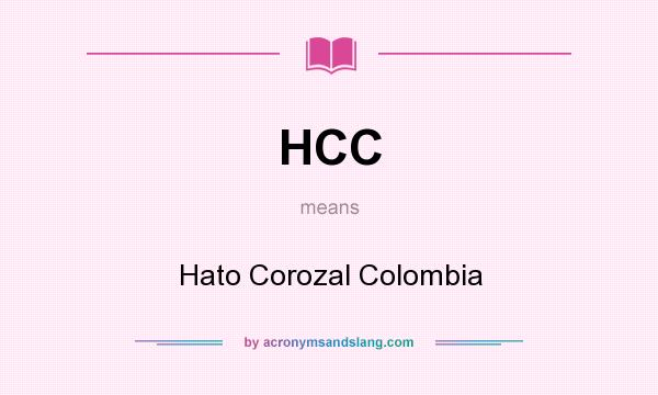 What does HCC mean? It stands for Hato Corozal Colombia