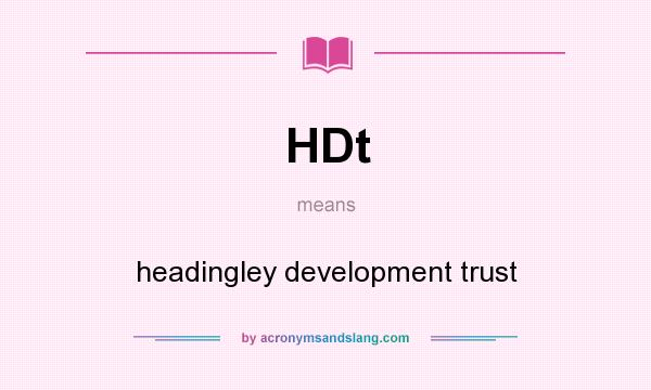 What does HDt mean? It stands for headingley development trust