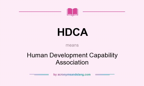 What does HDCA mean? It stands for Human Development Capability Association