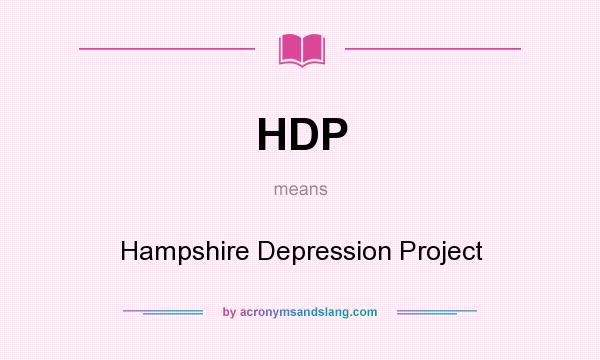 What does HDP mean? It stands for Hampshire Depression Project
