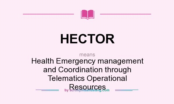 What does HECTOR mean? It stands for Health Emergency management and Coordination through Telematics Operational Resources