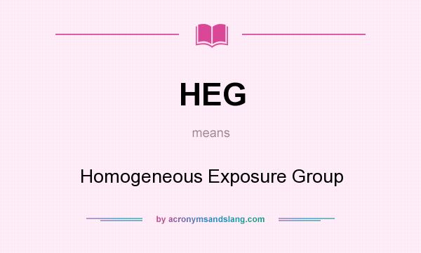 What does HEG mean? It stands for Homogeneous Exposure Group