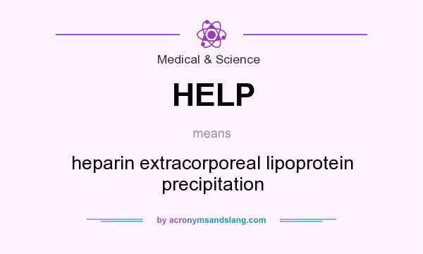 What does HELP mean? It stands for heparin extracorporeal lipoprotein precipitation