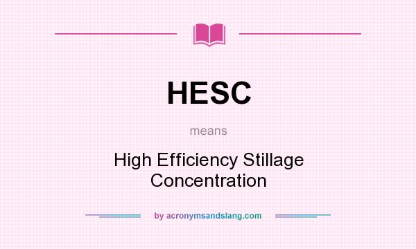 What does HESC mean? It stands for High Efficiency Stillage Concentration
