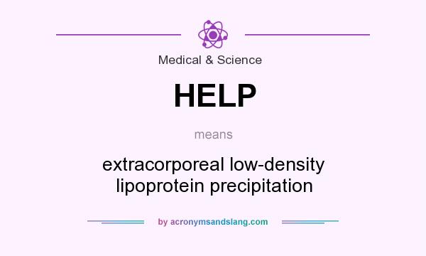 What does HELP mean? It stands for extracorporeal low-density lipoprotein precipitation