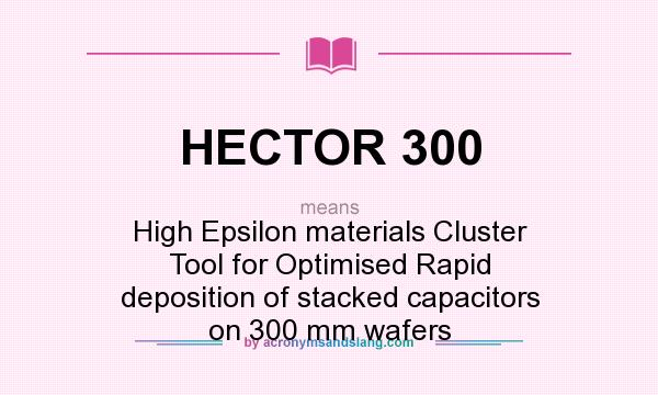 What does HECTOR 300 mean? It stands for High Epsilon materials Cluster Tool for Optimised Rapid deposition of stacked capacitors on 300 mm wafers
