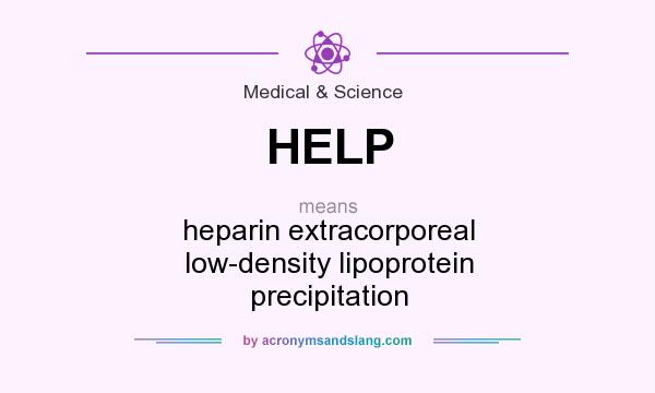 What does HELP mean? It stands for heparin extracorporeal low-density lipoprotein precipitation