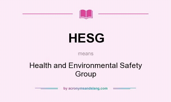 What does HESG mean? It stands for Health and Environmental Safety Group
