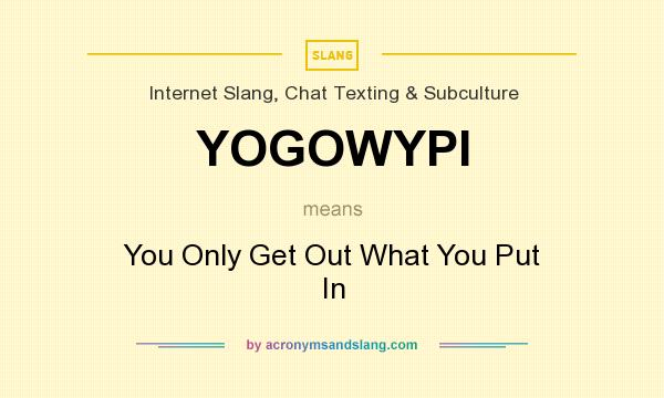 What does YOGOWYPI mean? It stands for You Only Get Out What You Put In
