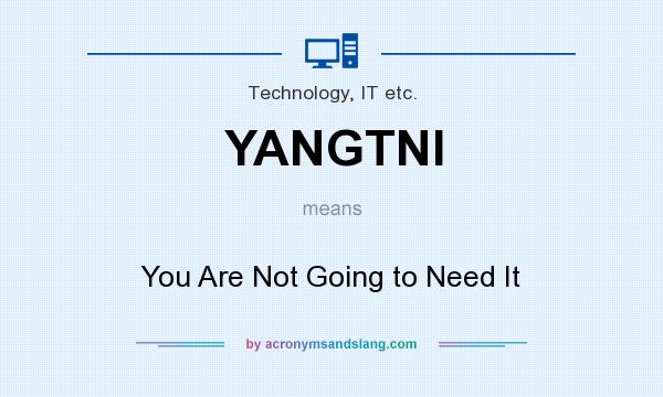 What does YANGTNI mean? It stands for You Are Not Going to Need It