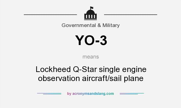 What does YO-3 mean? It stands for Lockheed Q-Star single engine observation aircraft/sail plane