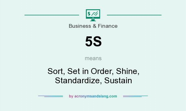 What does 5S mean? It stands for Sort, Set in Order, Shine, Standardize, Sustain