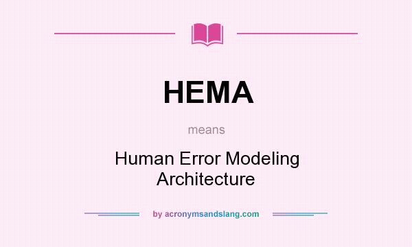 What does HEMA mean? It stands for Human Error Modeling Architecture
