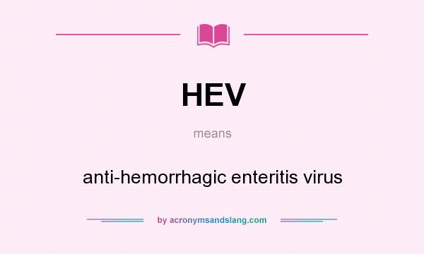 What does HEV mean? It stands for anti-hemorrhagic enteritis virus