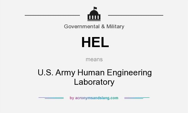 What does HEL mean? It stands for U.S. Army Human Engineering Laboratory