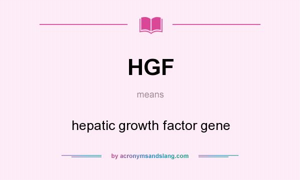 What does HGF mean? It stands for hepatic growth factor gene