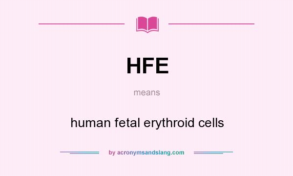 What does HFE mean? It stands for human fetal erythroid cells