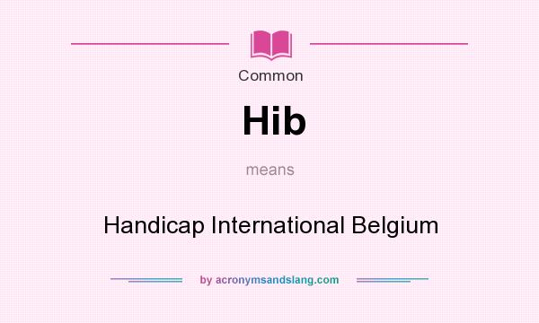 What does Hib mean? It stands for Handicap International Belgium