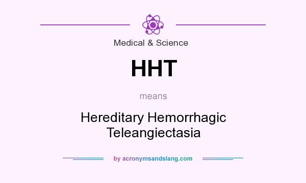 What does HHT mean? It stands for Hereditary Hemorrhagic Teleangiectasia