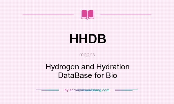 What does HHDB mean? It stands for Hydrogen and Hydration DataBase for Bio
