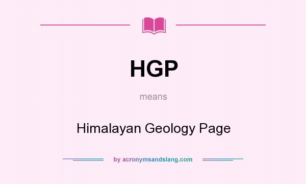 What does HGP mean? It stands for Himalayan Geology Page