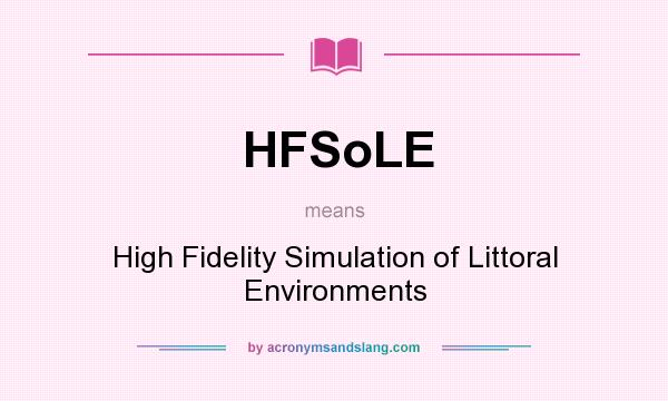 What does HFSoLE mean? It stands for High Fidelity Simulation of Littoral Environments