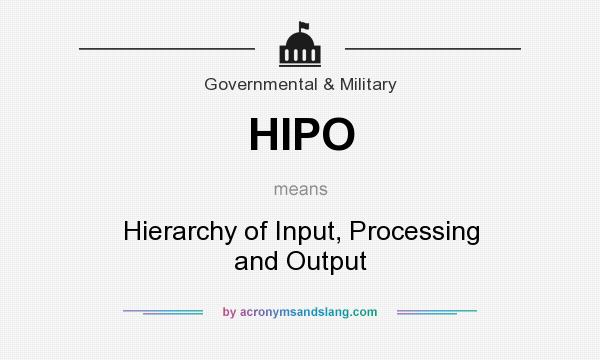 What does HIPO mean? It stands for Hierarchy of Input, Processing and Output