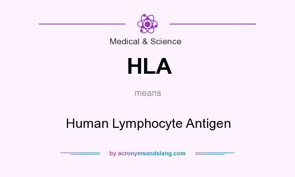 What does HLA mean? It stands for Human Lymphocyte Antigen