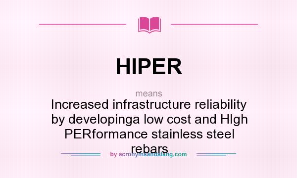 What does HIPER mean? It stands for Increased infrastructure reliability by developinga low cost and HIgh PERformance stainless steel rebars