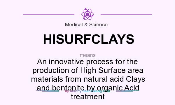 What does HISURFCLAYS mean? It stands for An innovative process for the production of High Surface area materials from natural acid Clays and bentonite by organic Acid treatment