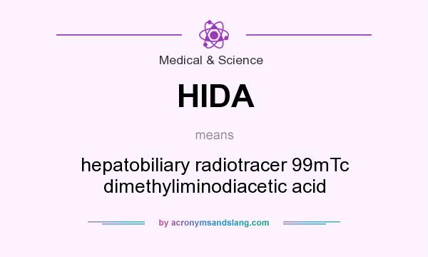 What does HIDA mean? It stands for hepatobiliary radiotracer 99mTc dimethyliminodiacetic acid