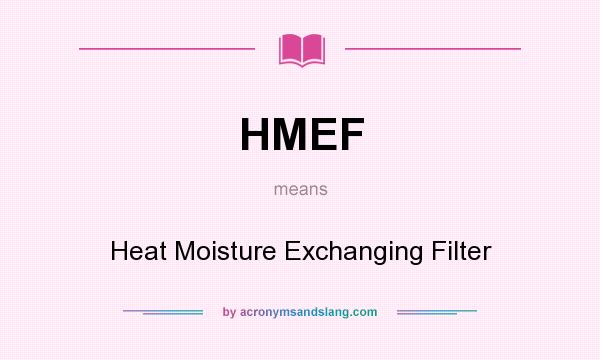 What does HMEF mean? It stands for Heat Moisture Exchanging Filter