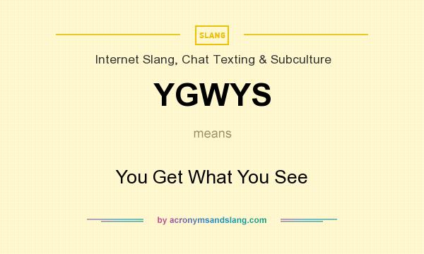 What does YGWYS mean? It stands for You Get What You See