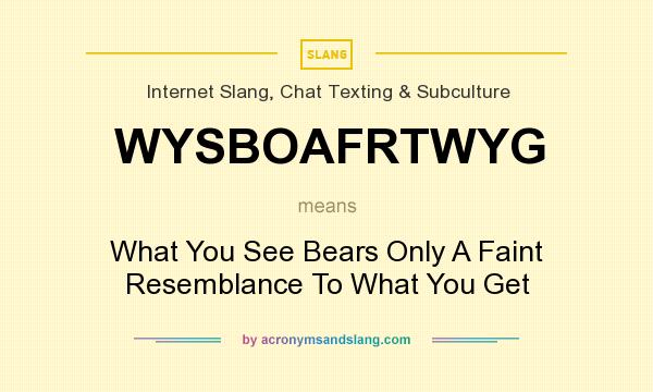 What does WYSBOAFRTWYG mean? It stands for What You See Bears Only A Faint Resemblance To What You Get