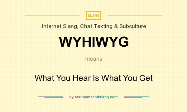 What does WYHIWYG mean? It stands for What You Hear Is What You Get